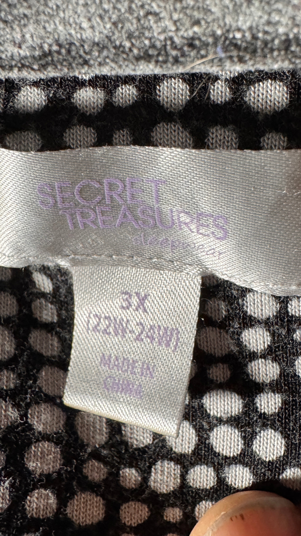 Secret Treasures Sleeveless Night Gown3X Black and White Polyester
