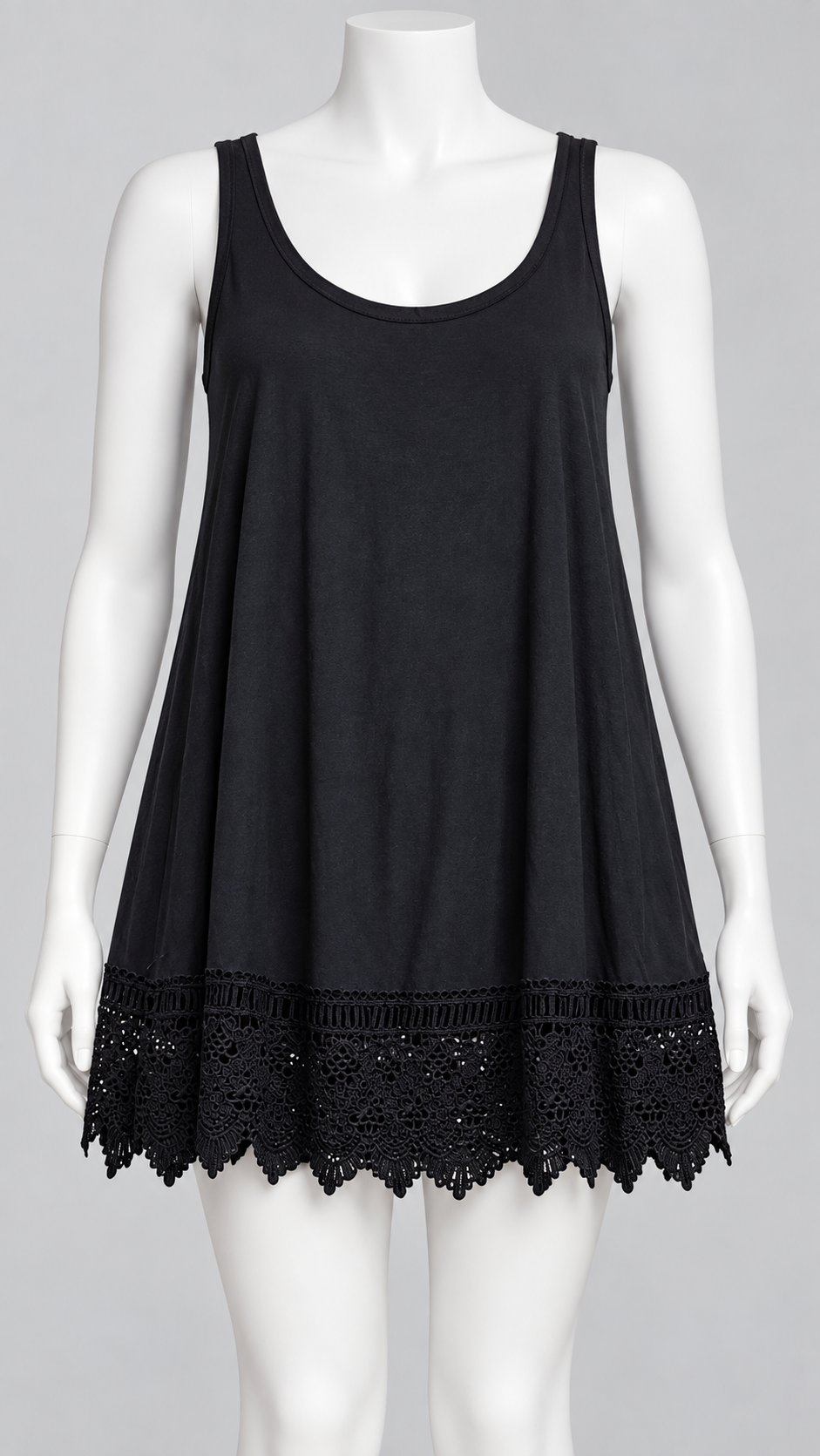 Women's 1XL Sleeveless Tank Top with Lace-Trim Hem