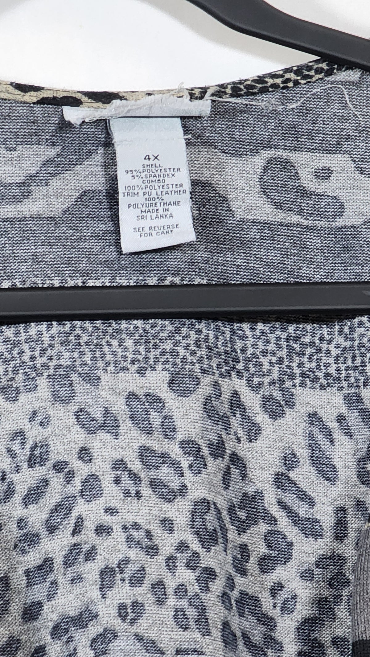 Women's 4X Leopard-Print 3/4-Sleeve Open-Front Kimono