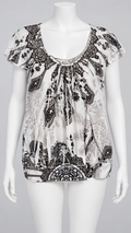 One Clothing Women's XL Paisley Cotton Blouse