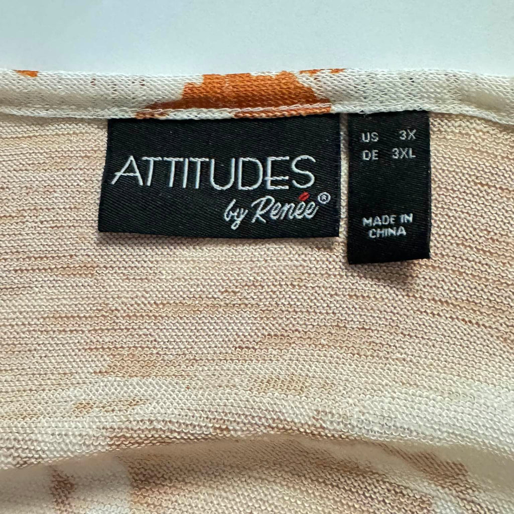 Attitudes by Renee Women’s 3X Long Duster Cardigan Sweater Orange Abstract - Image 3