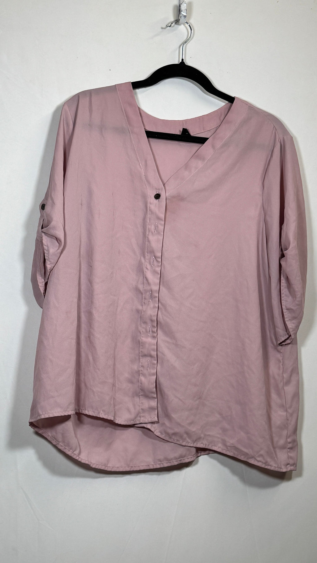 SHEIN Curve Women's 1XL Button-Front 3/4-Sleeve Blouse - Image 2