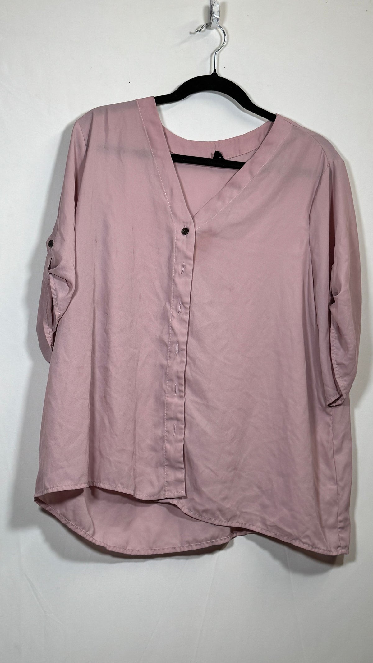 SHEIN Curve Women's 1XL Button-Front 3/4-Sleeve Blouse - Image 2