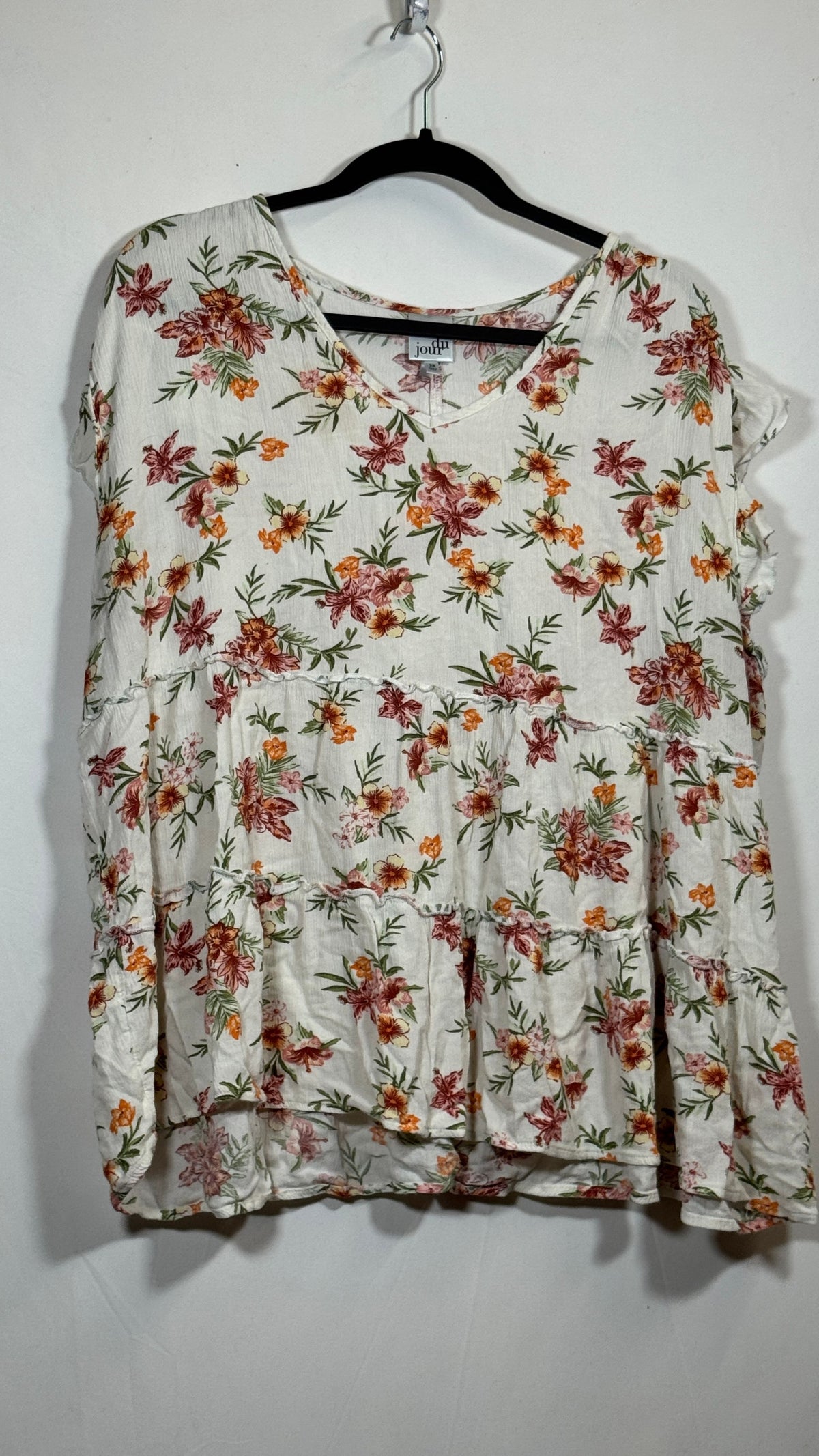 belle du jour Women's 3X Floral Long Sleeve Lightweight Blouse - Image 1