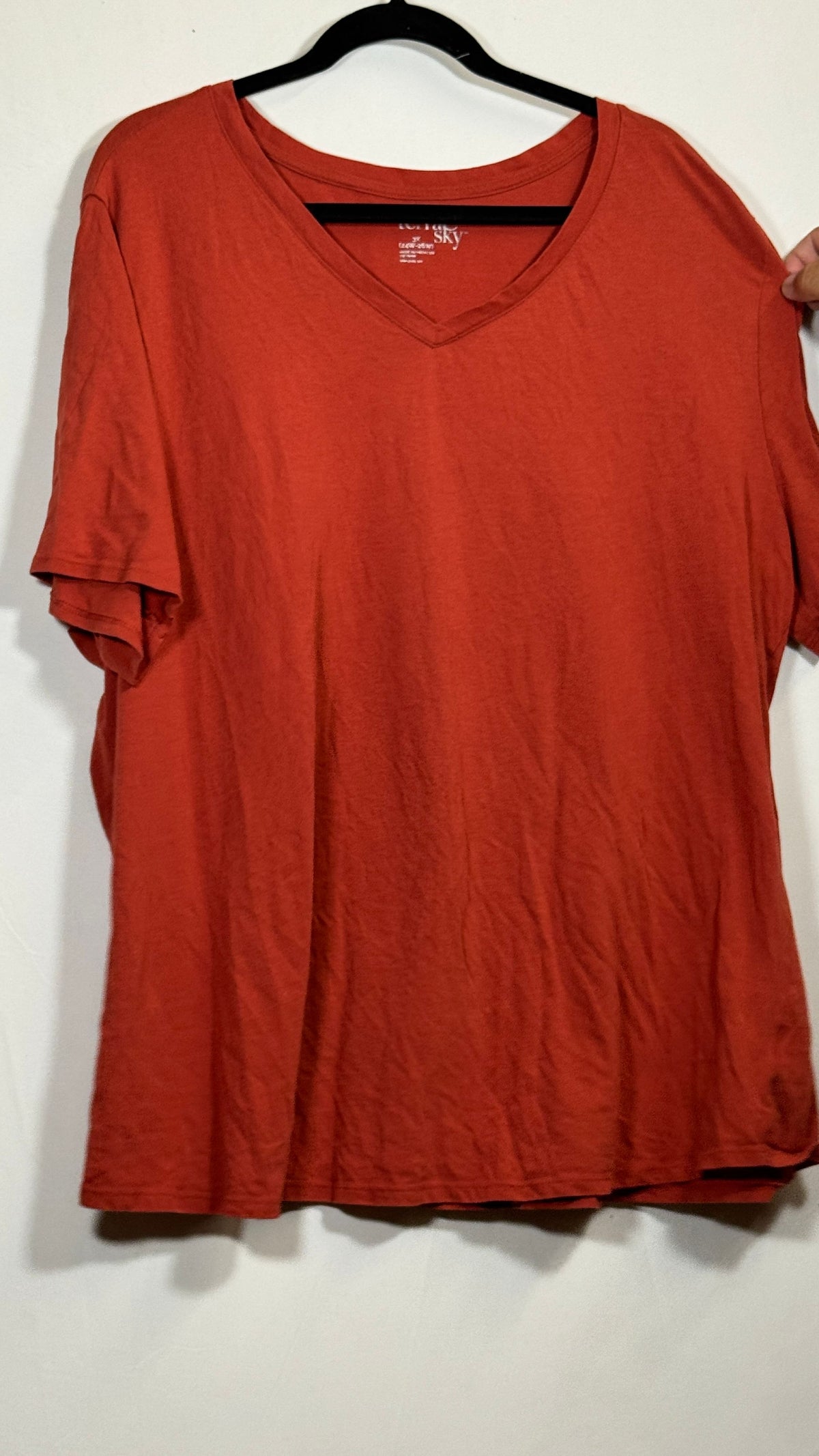 Terra & Sky Women's 3X Lightweight Cotton-Blend V-Neck Shirt - Image 1