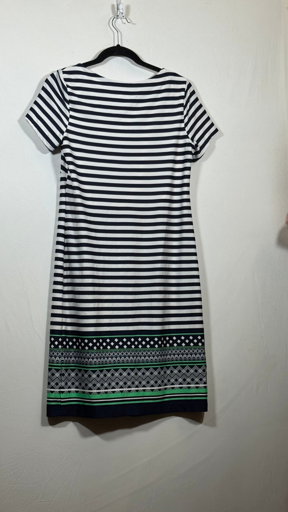 Perceptions Women's Small Striped Short Sleeve Dress with Patterned Hem - Image 1