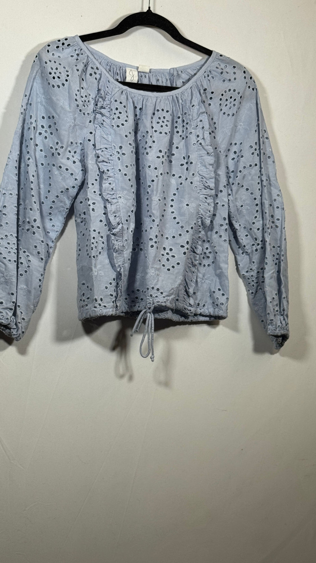 Joie Women's XS Eyelet Long Sleeve Blouse with Drawstring Hem - Image 2