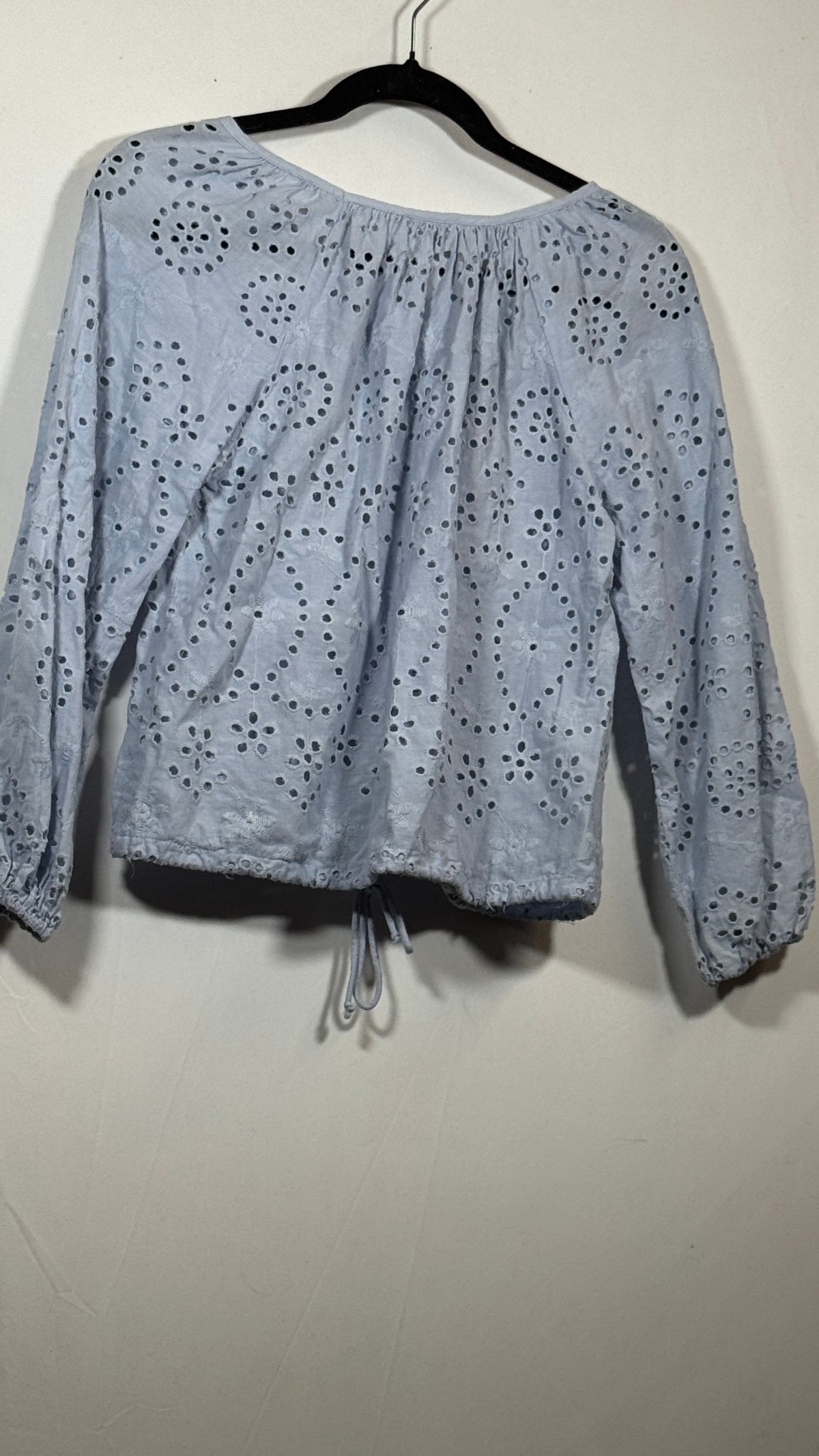 Joie Women's XS Eyelet Long Sleeve Blouse with Drawstring Hem - Image 3