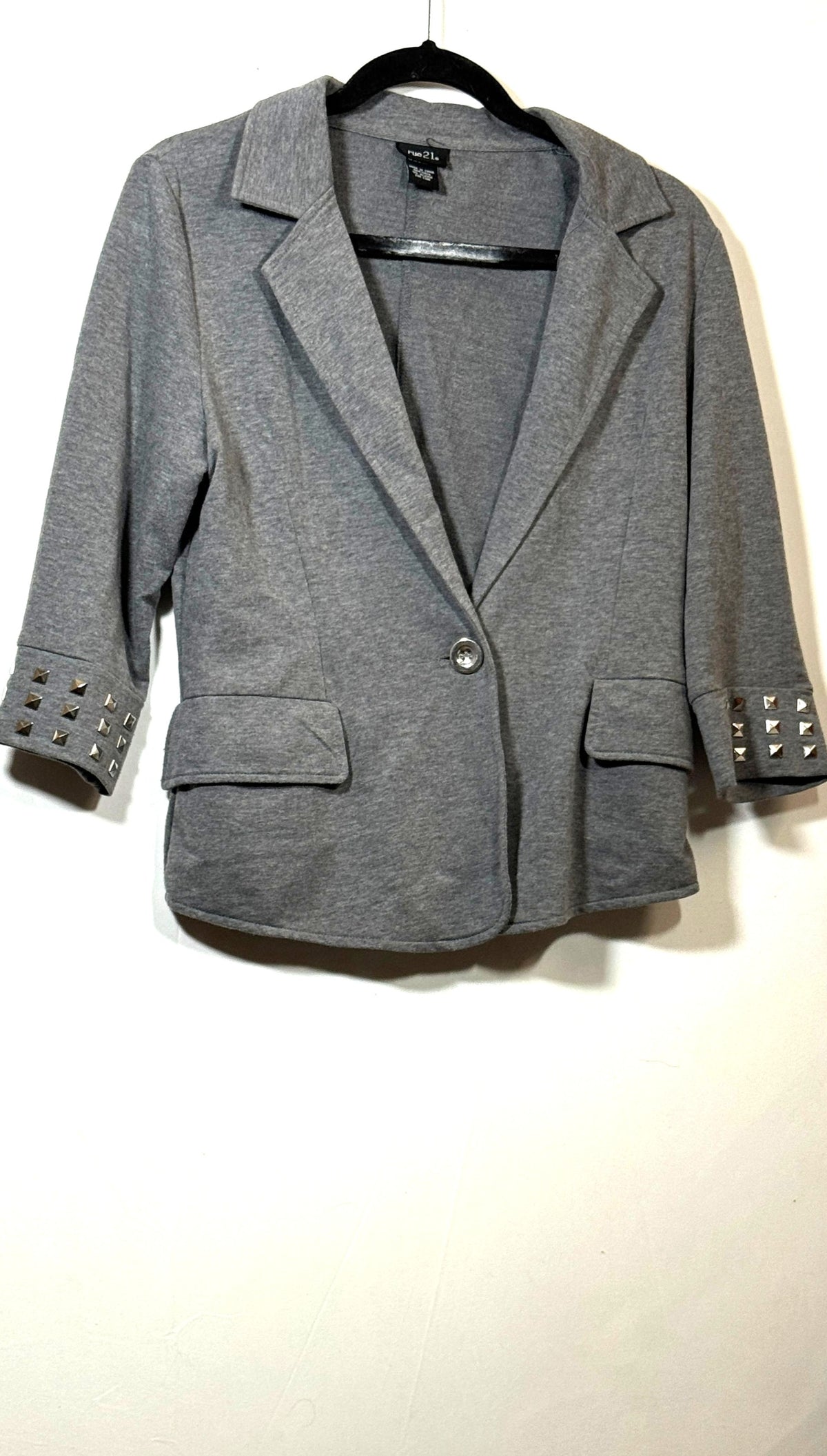 rue21 Women's Medium Cotton-Polyester Blazer with Studded 3/4 Sleeves - Image 2