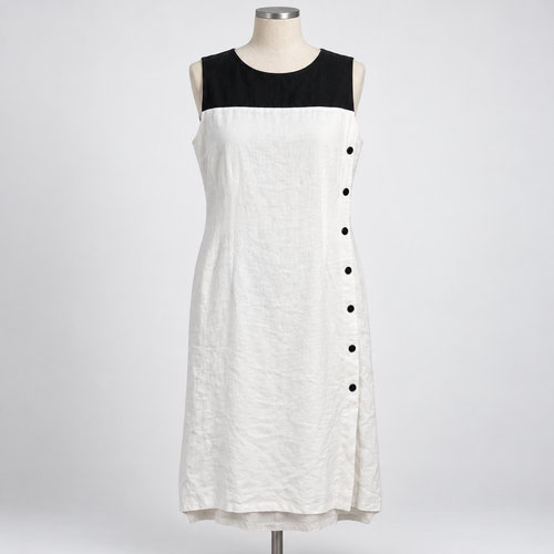 Ann Taylor Women's 14 Linen-Rayon Sleeveless Dress with Button Detail - Image 1