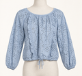 Joie Women's XS Eyelet Long Sleeve Blouse with Drawstring Hem - Image 1