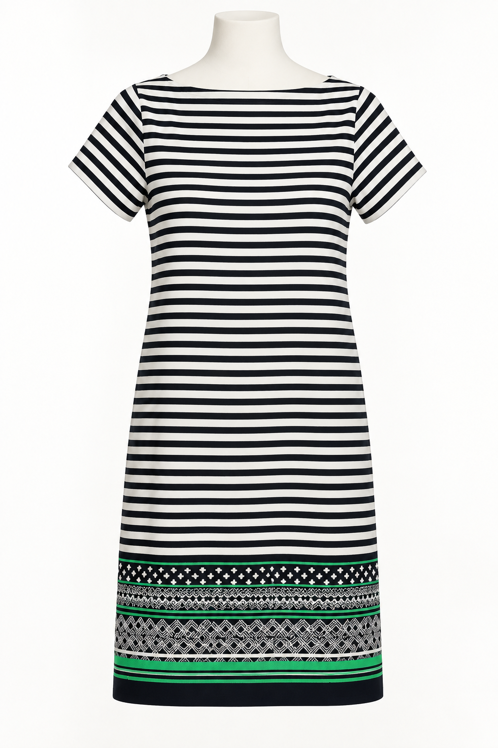 Perceptions Women's Small Striped Short Sleeve Dress with Patterned Hem - Image 4