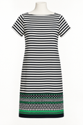 Perceptions Women's Small Striped Short Sleeve Dress with Patterned Hem - Image 4