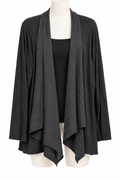 Women's Viscose-Spandex Open-Front Long Sleeve Asymmetric Cardigan - Image 1