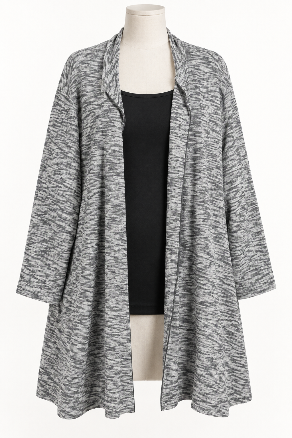 Studio 1886 Women's XXL Marled-Knit Open-Front Cardigan - Image 1