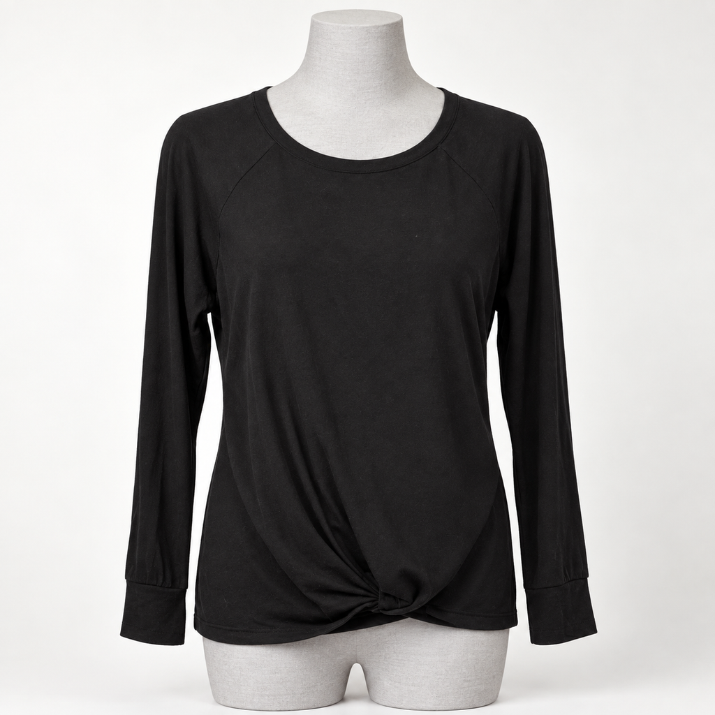 Time and Tru Women's XXL Long Sleeve Twisted-Knot-Hem Shirt - Image 1