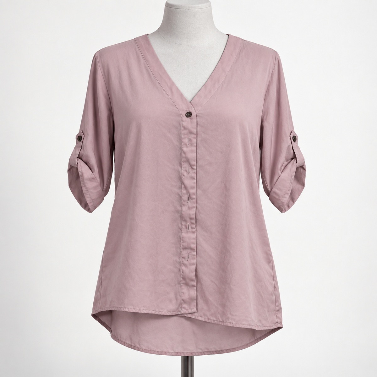 SHEIN Curve Women's 1XL Button-Front 3/4-Sleeve Blouse - Image 1