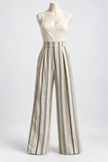 Women's Medium Striped Linen-Cotton Sleeveless Wide-Leg Jumpsuit - Image 1