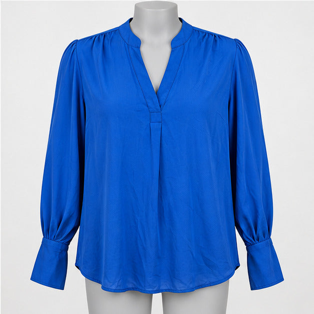 Banana Republic Small Blue Long Sleeve Ruffle Cuff Button-Up Blouse - Image 1