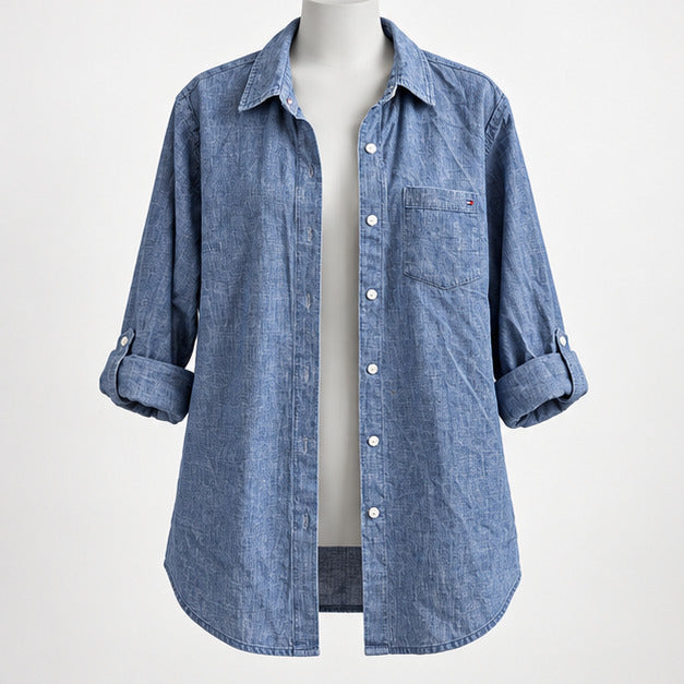 Tommy Hilfiger Men's Large Chambray Cotton Long Sleeve Shirt - Image 1