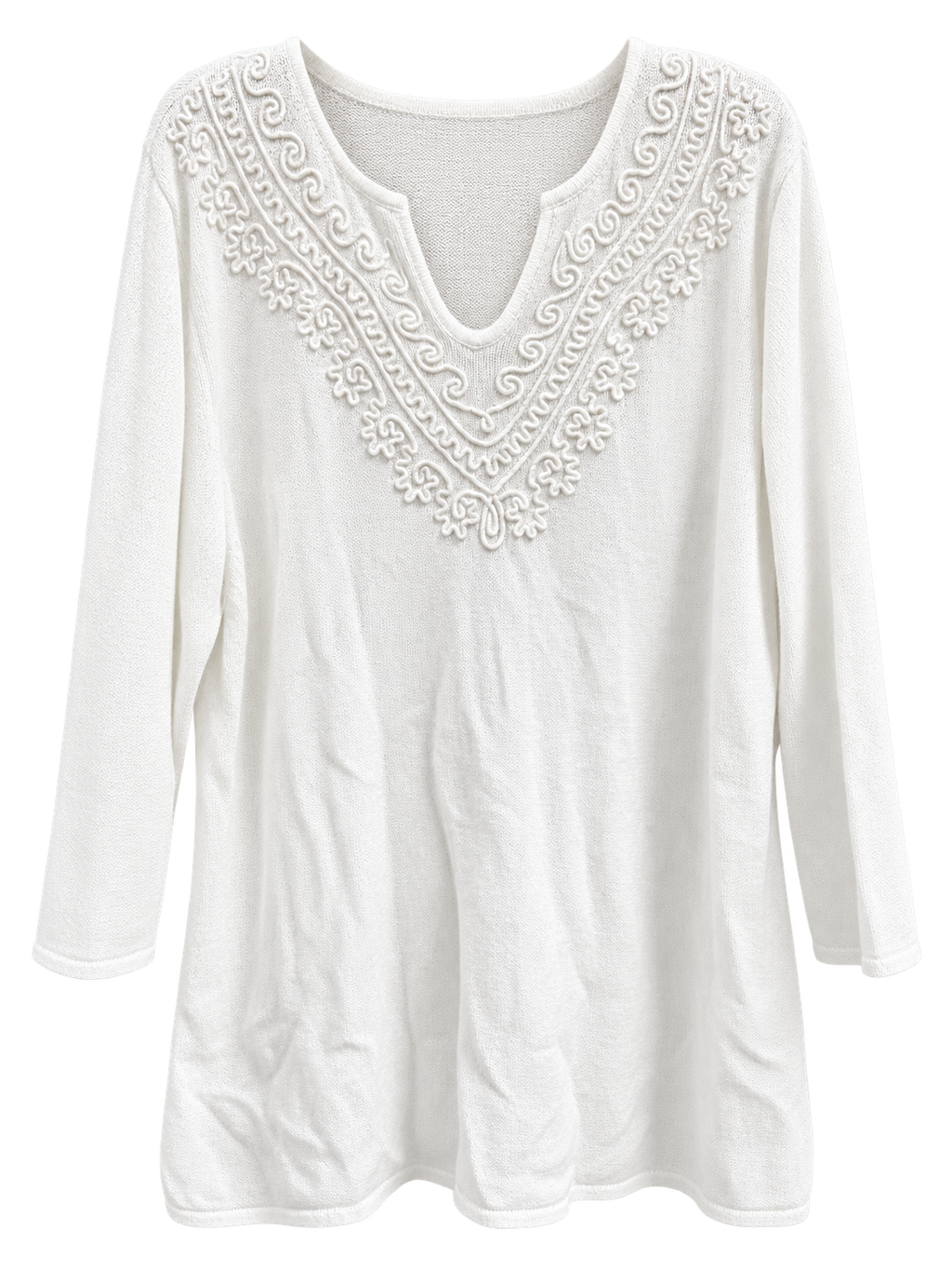 Women's 3X Cotton Long Sleeve Embroidered Floral Blouse - Image 2