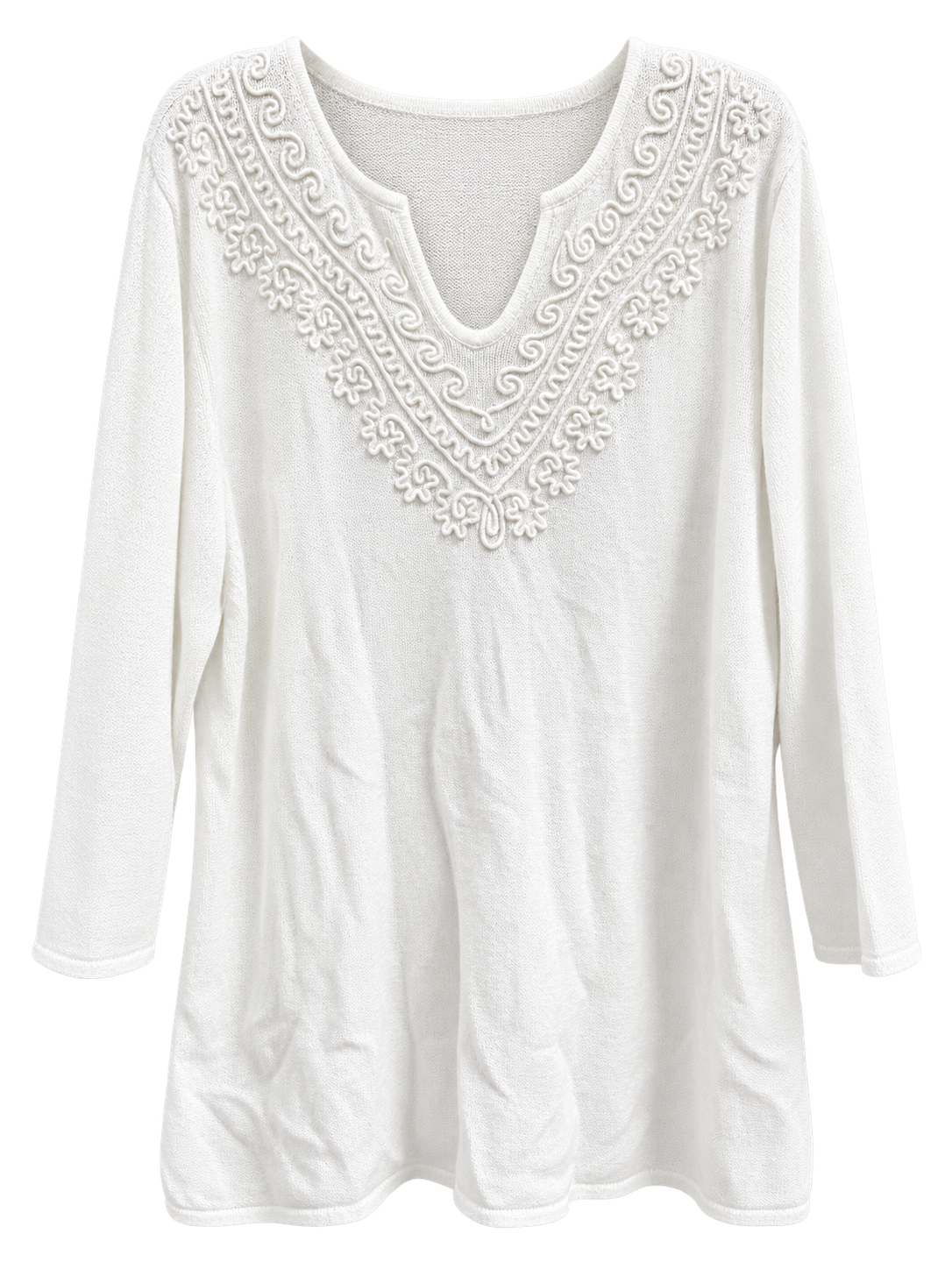 Women's 3X Cotton Long Sleeve Embroidered Floral Blouse - Image 2