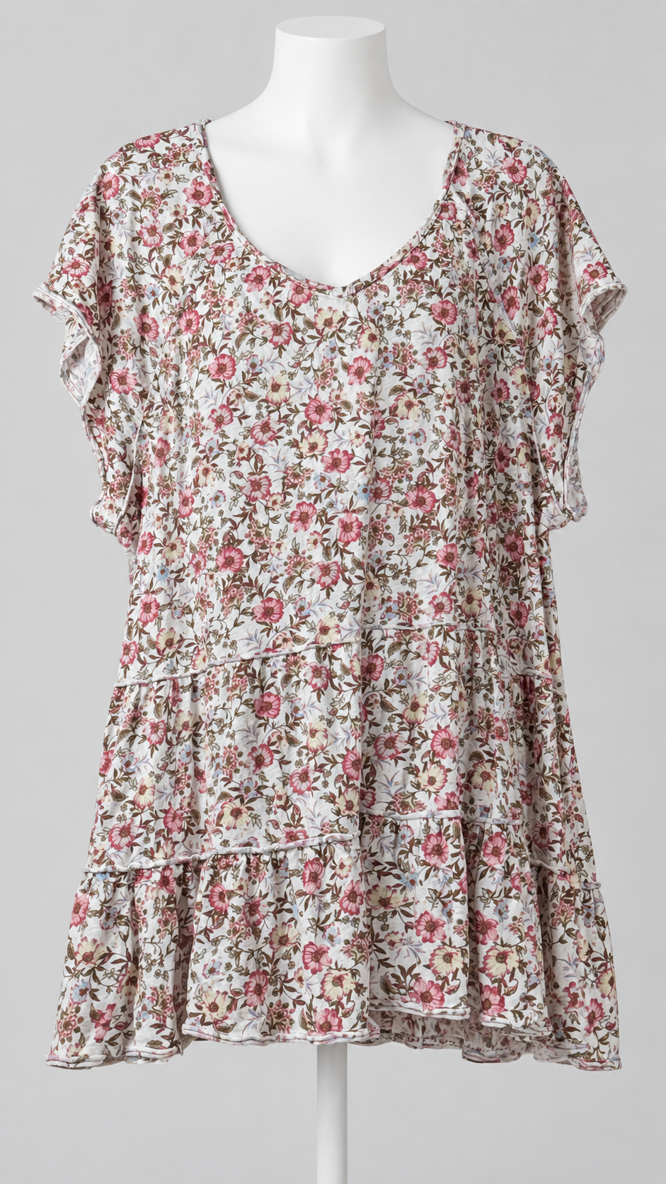 true craft 3X floral print dress short sleeve ruffle hem casual 006 - Image 1