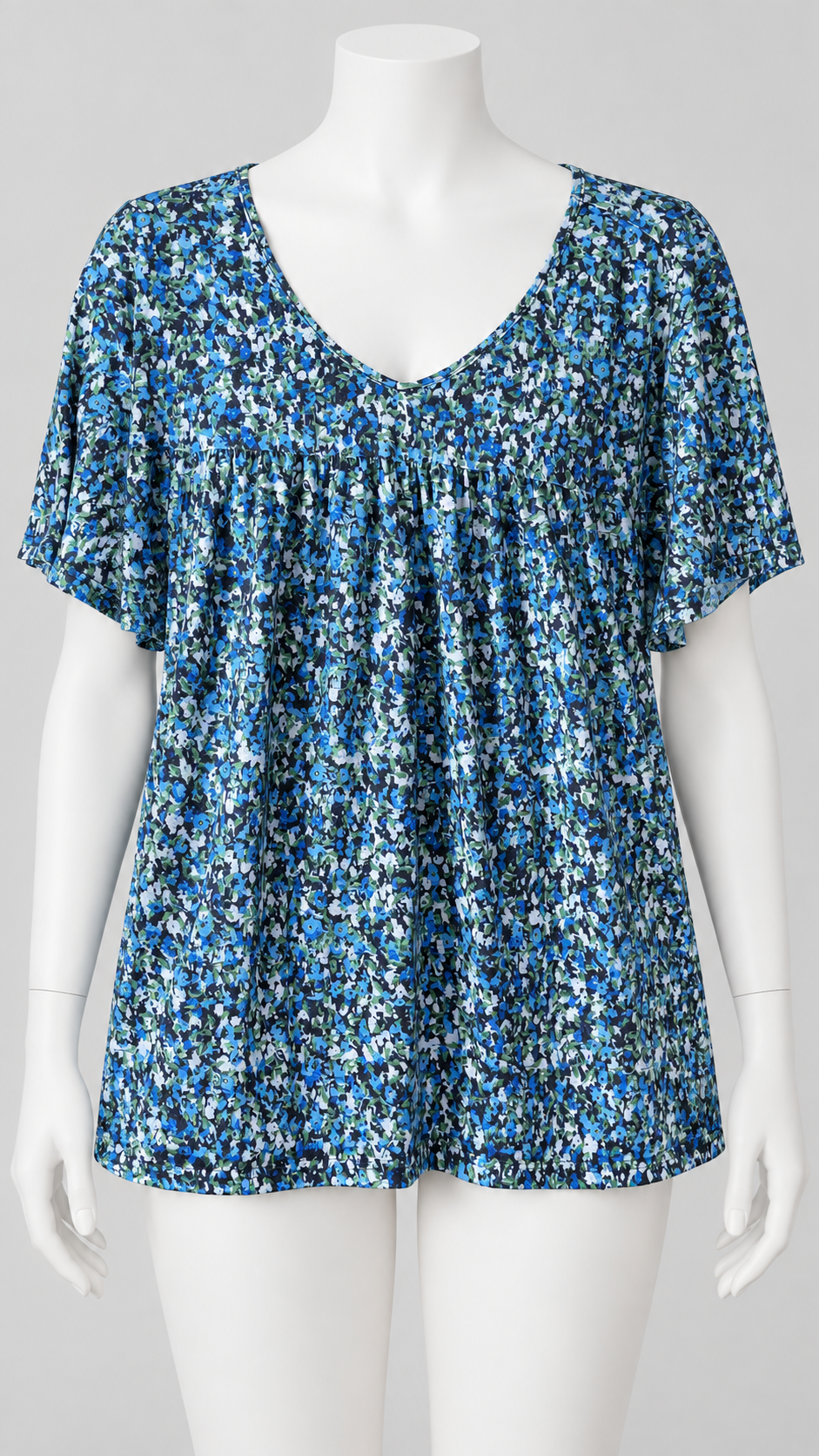 Women's 3XL Floral V-Neck Short Sleeve Blouse 010 - Image 1