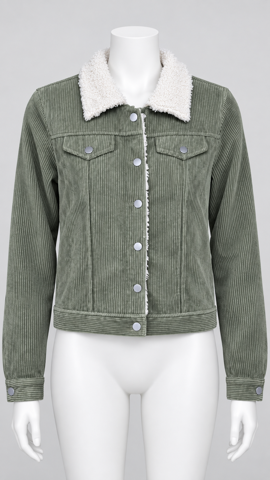 Favlux Women's Medium Corduroy Sherpa-Collar Button-Front Jacket 012 - Image 1