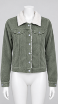 Favlux Women's Medium Corduroy Sherpa-Collar Button-Front Jacket 012 - Image 1