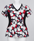 Women's Floral-Print V-Neck Scrub Top Medical Uniform 013 - Image 1