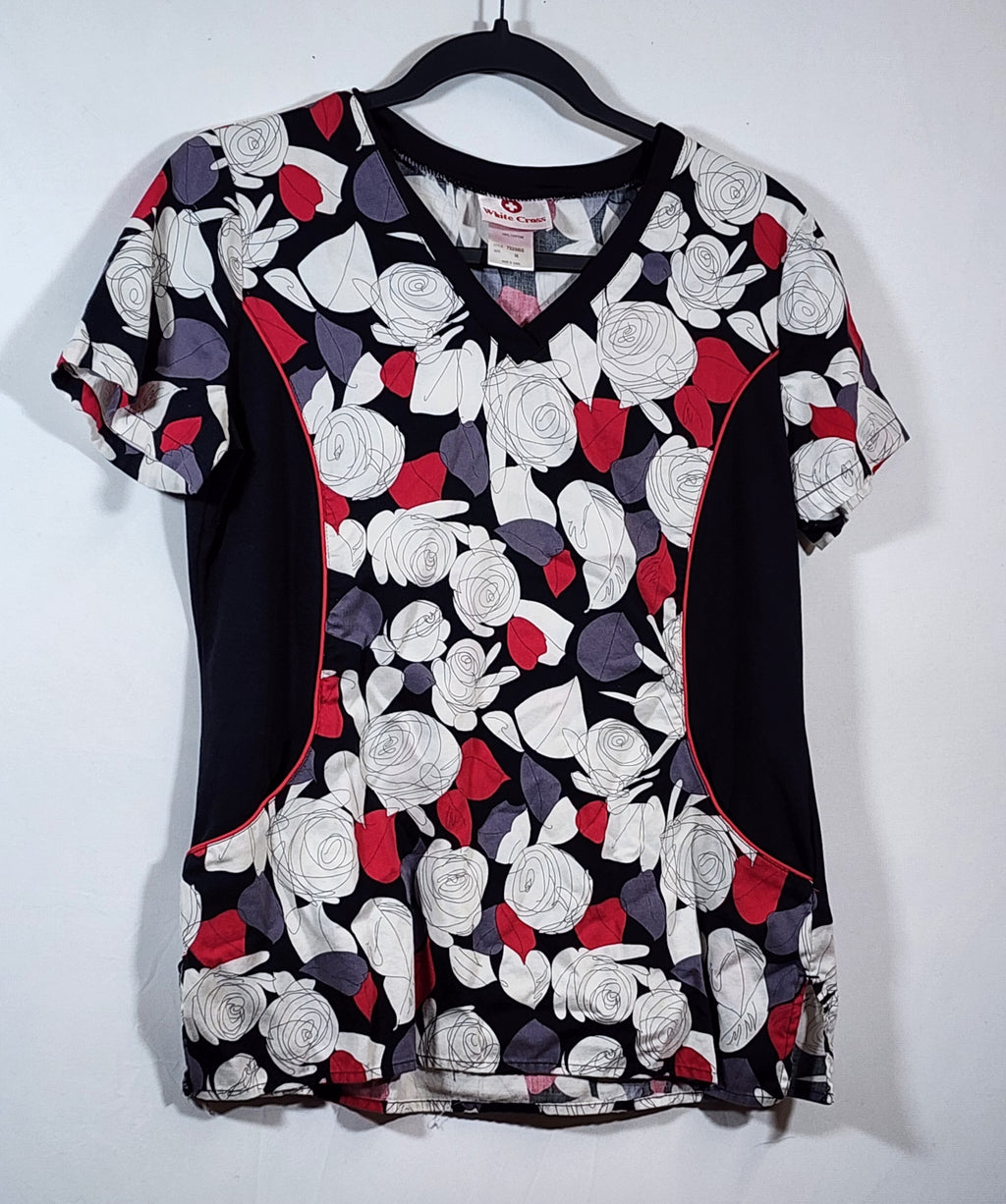 Women's Floral-Print V-Neck Scrub Top Medical Uniform 013 - Image 2
