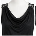 Women's One Size Draped-Neck Sleeveless Top with Crochet Floral Accent 014 - Image 2