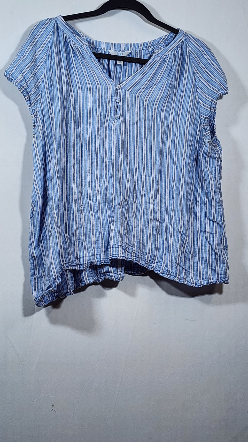 Time and Tru Women's XXXL Striped Short Sleeve Blouse - Image 2