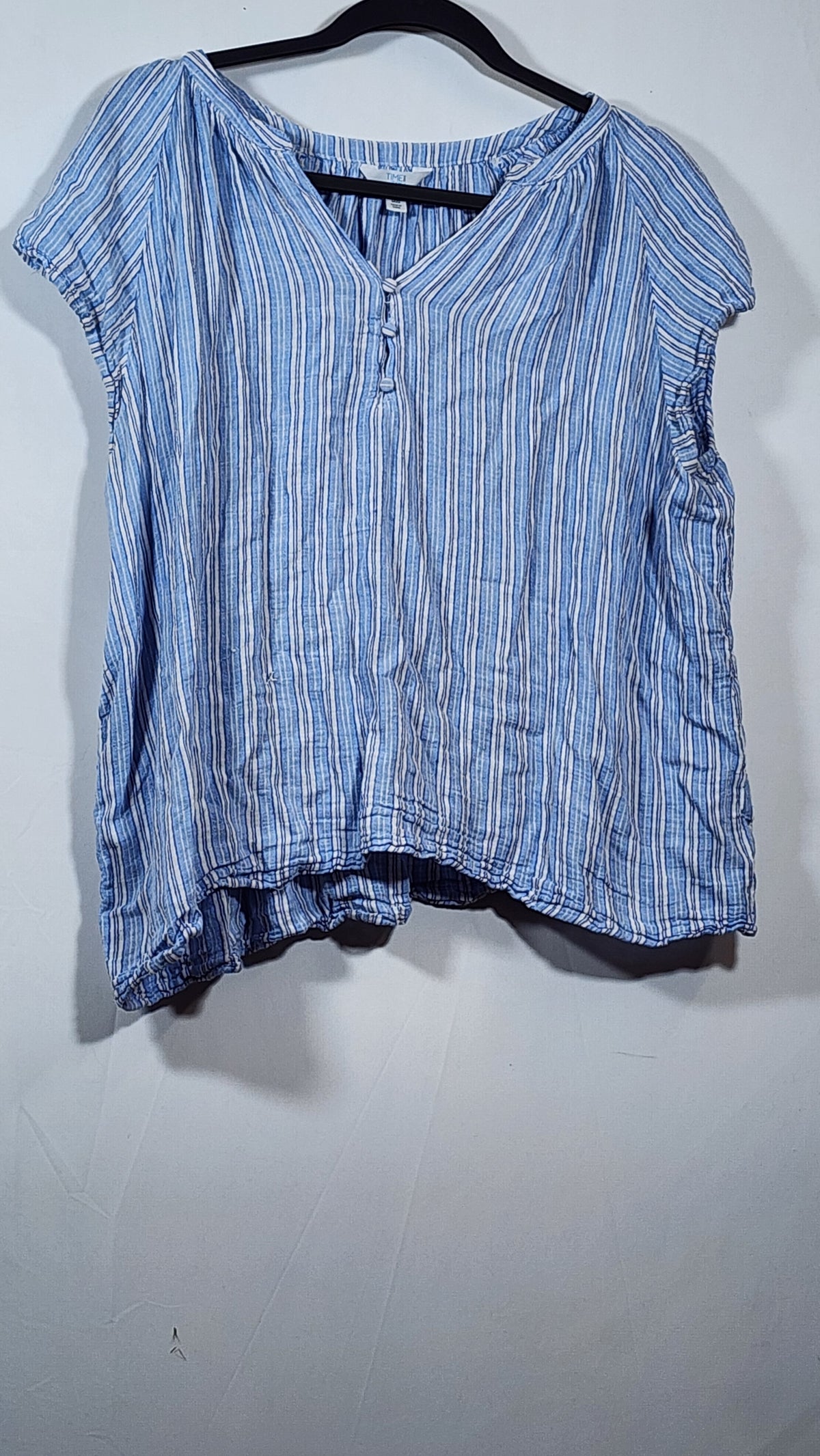 Time and Tru Women's XXXL Striped Short Sleeve Blouse - Image 2