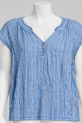 Time and Tru Women's XXXL Striped Short Sleeve Blouse - Image 1