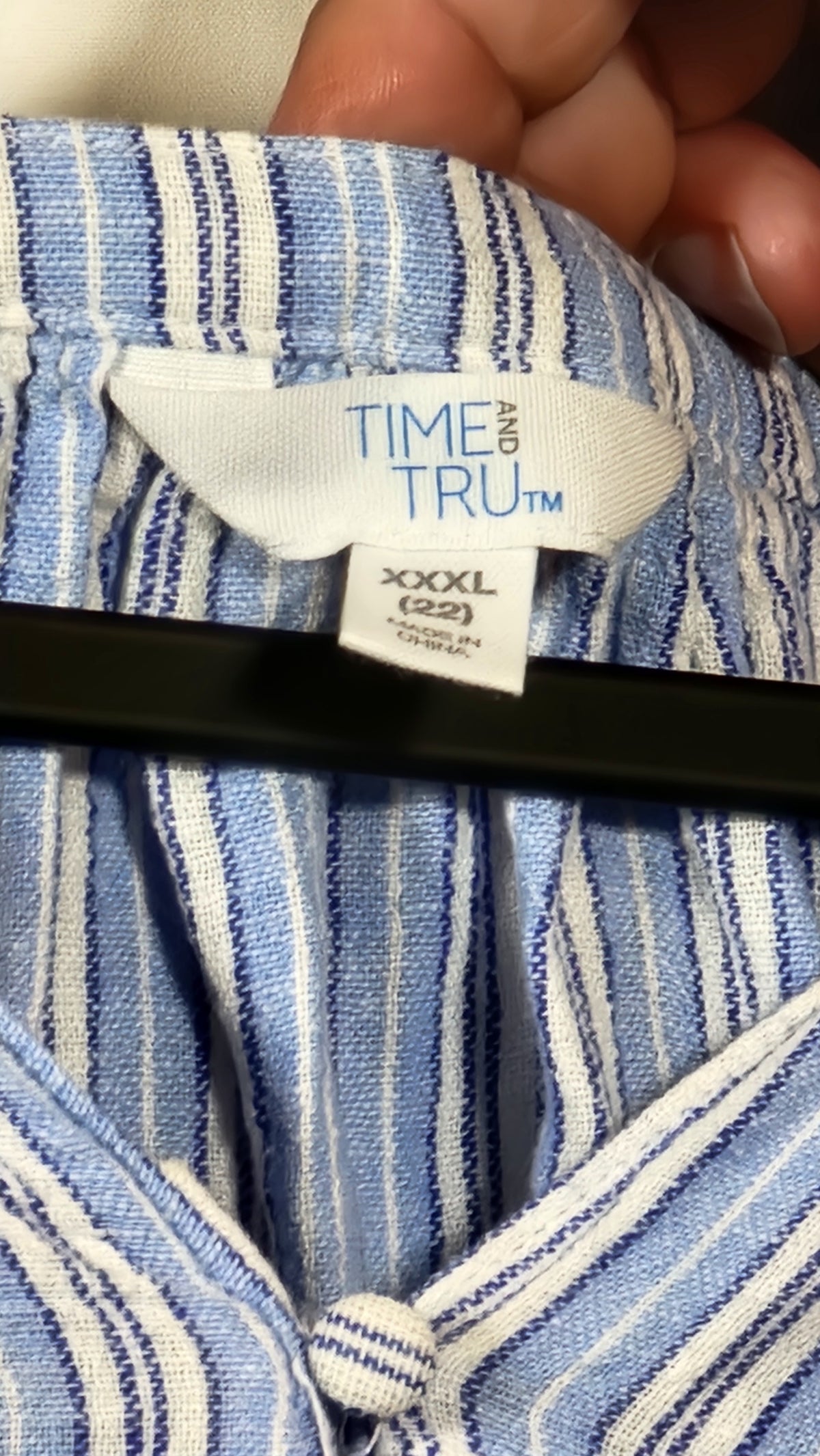 Time and Tru Women's XXXL Striped Short Sleeve Blouse - Image 3