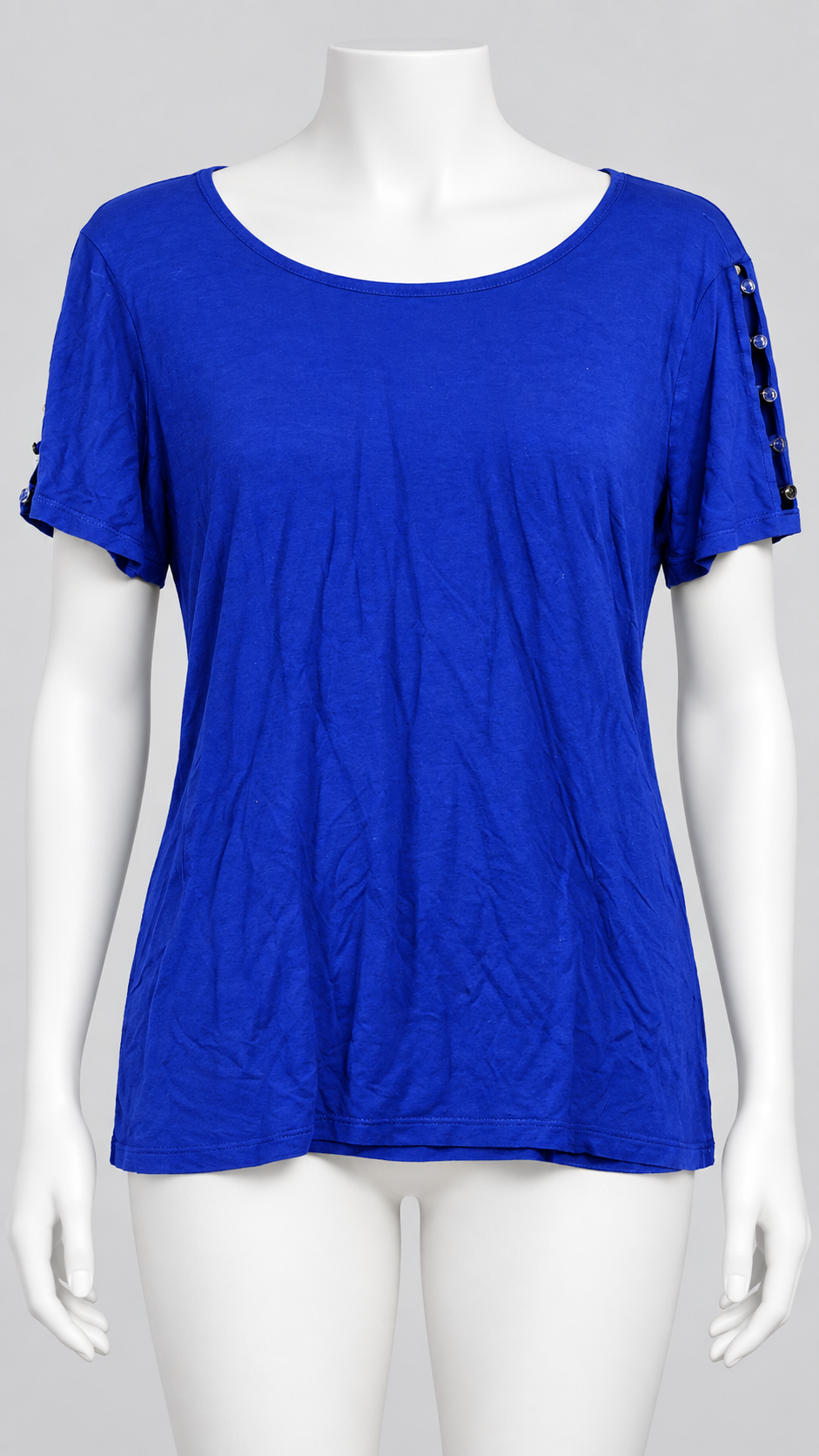 Apanda Women's XL Short Sleeve Top with Button-Detail Sleeves - Image 1