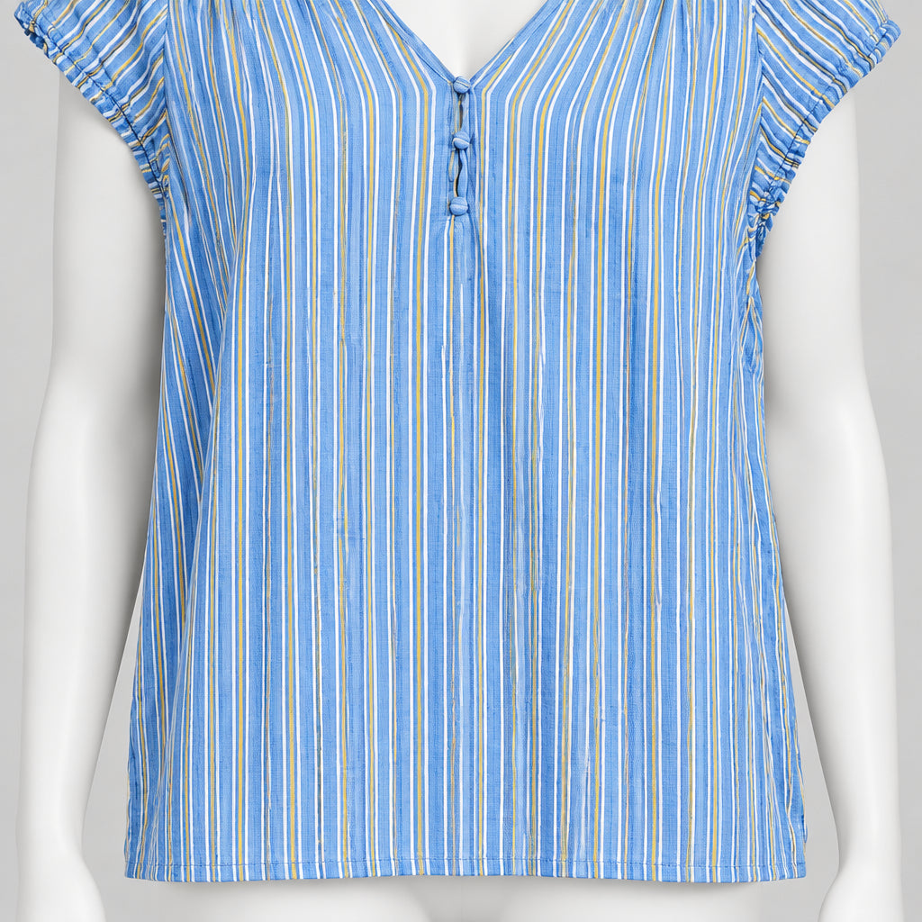 Time and Tru Women's XXXL Striped Short Sleeve Blouse - Image 5