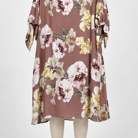 New York & Company Women's XXL Floral 3/4-Sleeve Dress with Tie Detail - Image 7