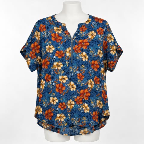 Maurices Women's XL Floral Blouse with Front Zipper Detail - Image 5