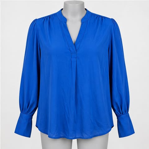 Banana Republic Small Blue Long Sleeve Ruffle Cuff Button-Up Blouse - Image 6