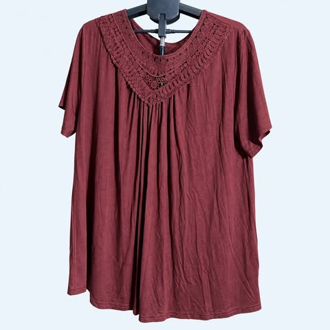 Women's 2X Crochet-Neck Short Sleeve Top - Image 4