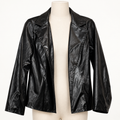 SHEIN Black Faux Leather Jacket Size M Open Front Lapel Collar - Image 1