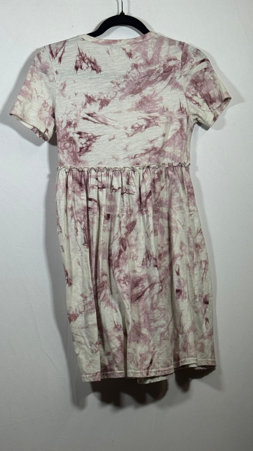 love fire XS pink tie dye dress short sleeve V-neck gathered waist - Image 3