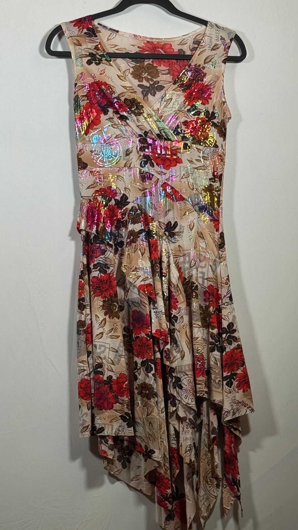CRISCA XL Sleeveless Floral Print Dress Asymmetrical Hem - Image 2