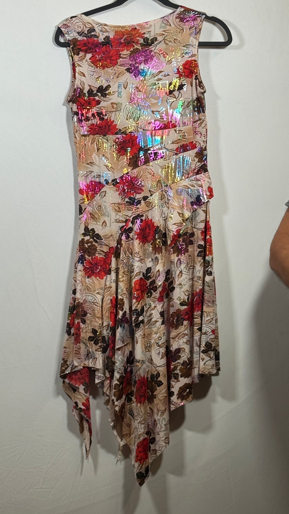 CRISCA XL Sleeveless Floral Print Dress Asymmetrical Hem - Image 3