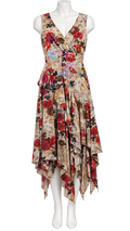 CRISCA XL Sleeveless Floral Print Dress Asymmetrical Hem - Image 1