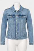 Nicole Miller Denim Jacket Large Light Wash Blue Button Front Chest Pockets - Image 1