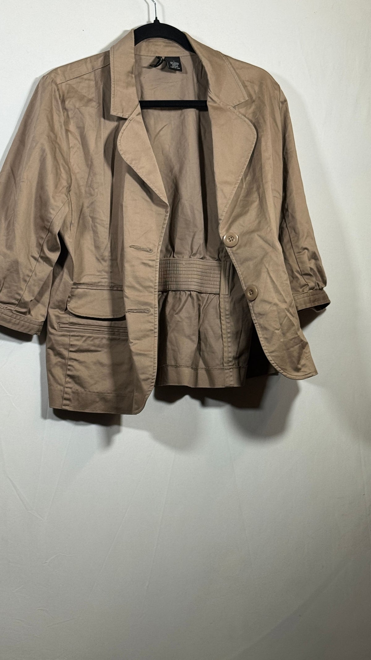 New Directions Large Beige Cotton Blend Blazer Women's Jacket - Image 2